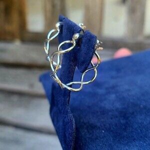 Sterling Silver Architectural Infinity Hoop Earrings - NEW